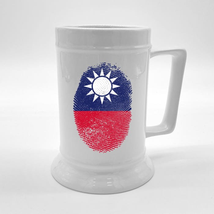 Taiwan Flag Fingerprint Proud Taiwanese Dna Gift Front & Back Beer Stein