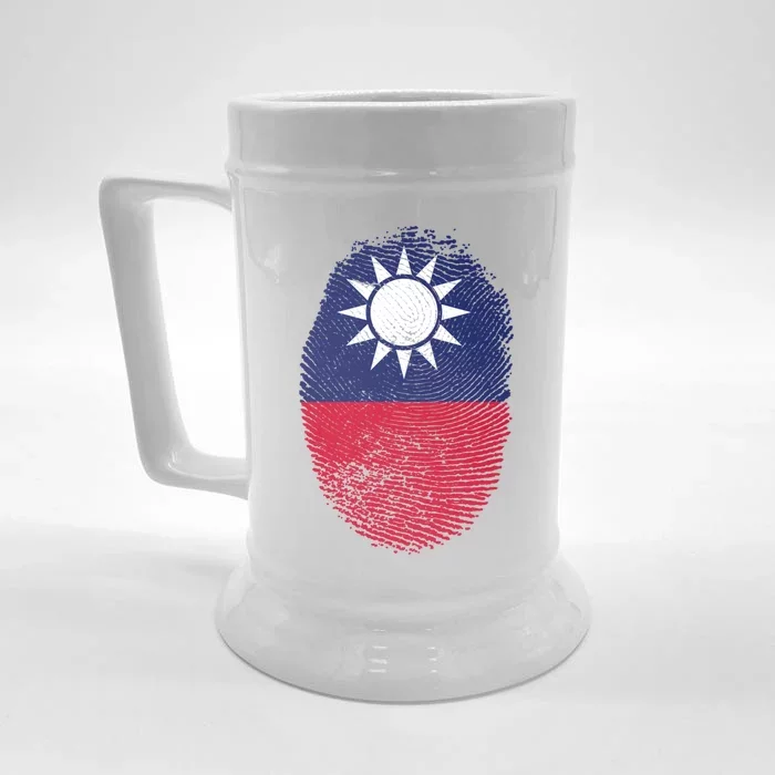 Taiwan Flag Fingerprint Proud Taiwanese Dna Gift Front & Back Beer Stein