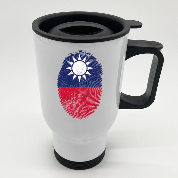 Taiwan Flag Fingerprint Proud Taiwanese Dna Gift Front & Back Stainless Steel Travel Mug