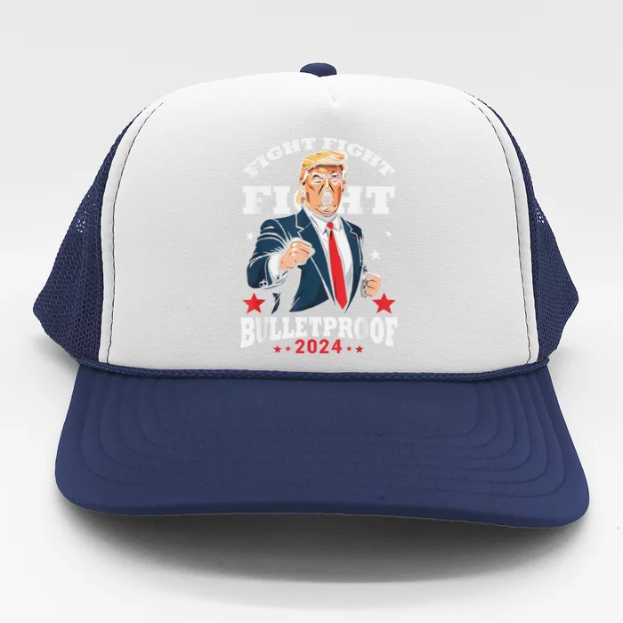 Trump Fight Fight Fight Bullet Proof 2024 Election Trucker Hat