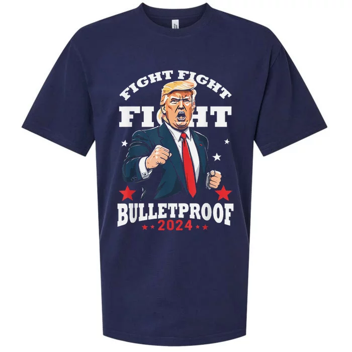 Trump Fight Fight Fight Bullet Proof 2024 Election Sueded Cloud Jersey T-Shirt