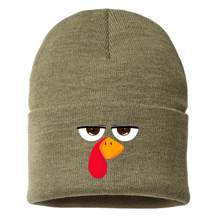 Turkey Face Funny Thanksgiving Gift Sustainable Knit Beanie