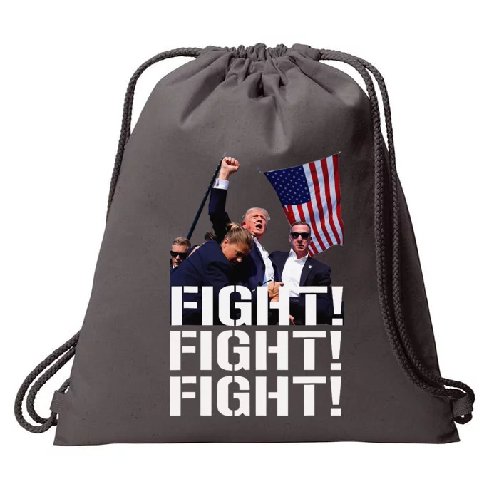 Trump Fight Fight Fight Trump Defiant Trump Shot Fist Pump Drawstring Bag