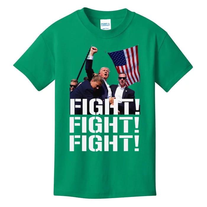 Trump Fight Fight Fight Trump Defiant Trump Shot Fist Pump Kids T-Shirt