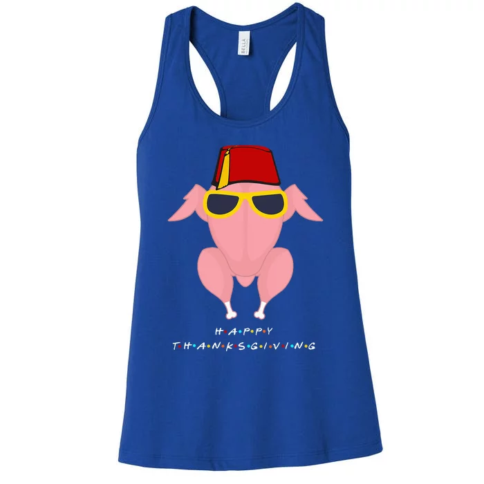 Thanksgiving For Friends Funny Turkey Head Women's Racerback Tank