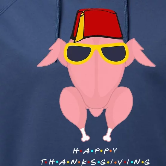 Thanksgiving For Friends Funny Turkey Head Performance Fleece Hoodie