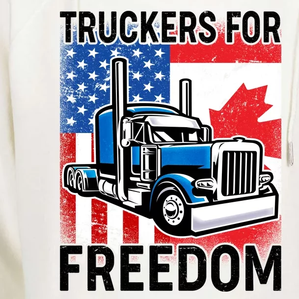 Truckers For Freedom USA Canada Freedom Convoy Womens Funnel Neck Pullover Hood