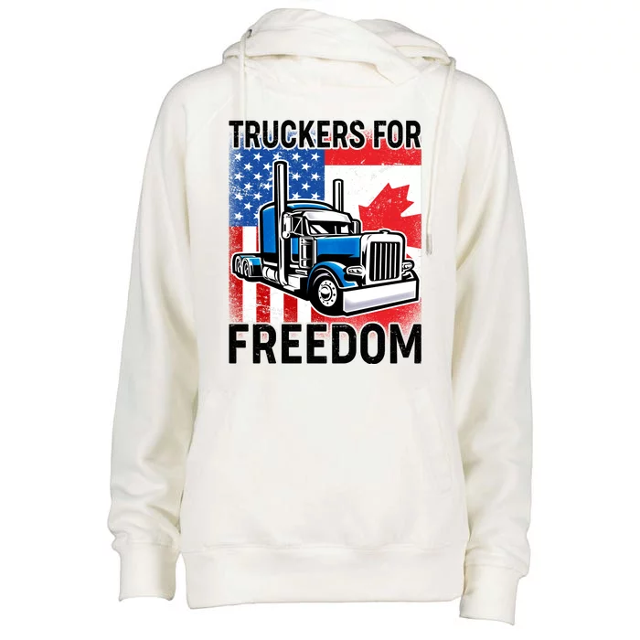 Truckers For Freedom USA Canada Freedom Convoy Womens Funnel Neck Pullover Hood