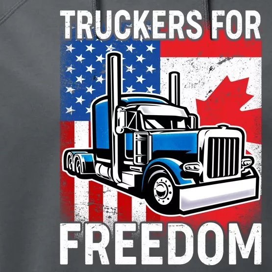 Truckers For Freedom USA Canada Freedom Convoy Performance Fleece Hoodie