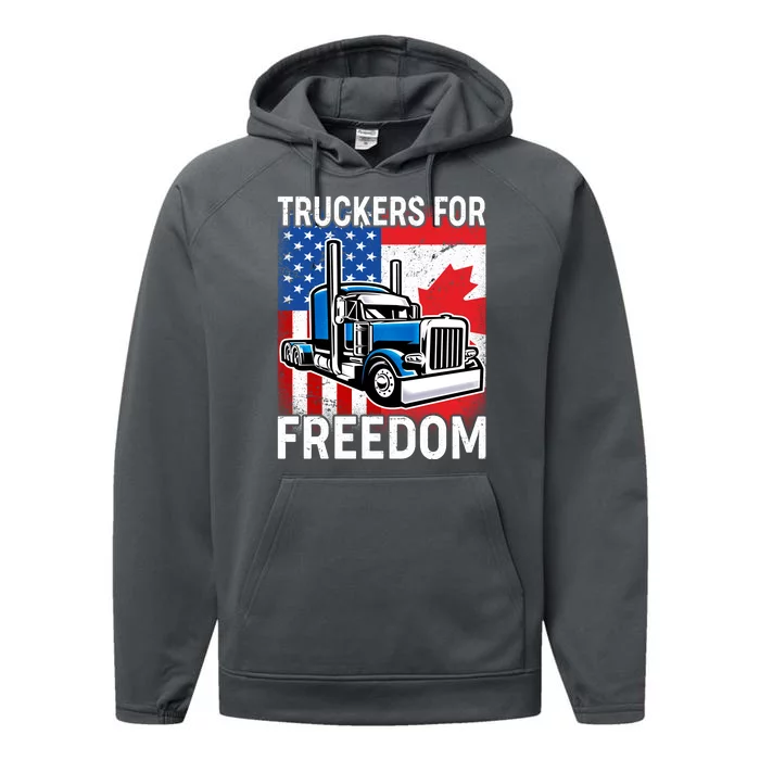 Truckers For Freedom USA Canada Freedom Convoy Performance Fleece Hoodie