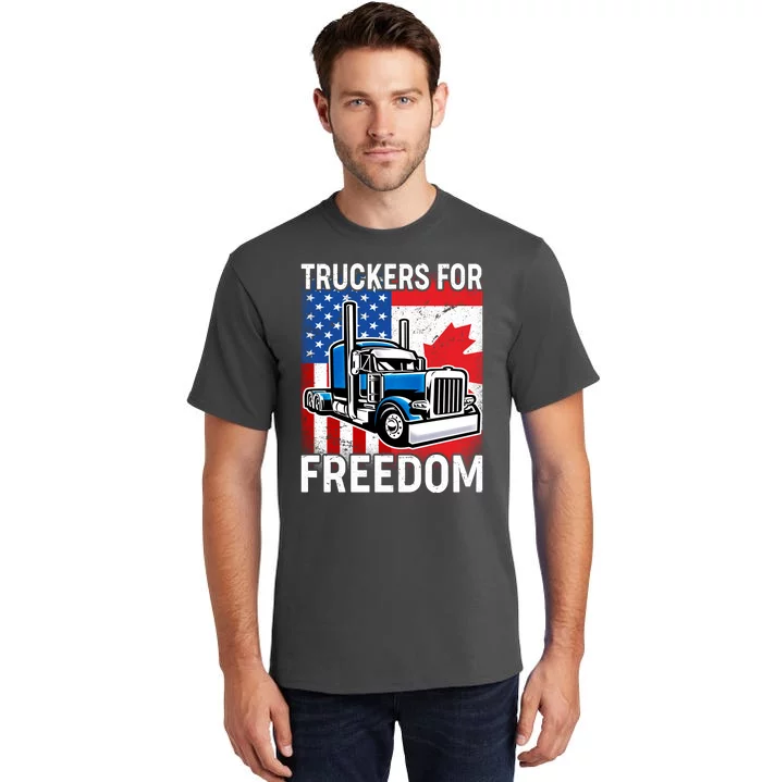 Truckers For Freedom USA Canada Freedom Convoy Tall T-Shirt