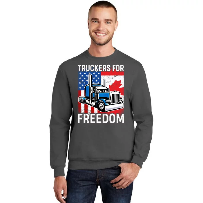 Truckers For Freedom USA Canada Freedom Convoy Tall Sweatshirt