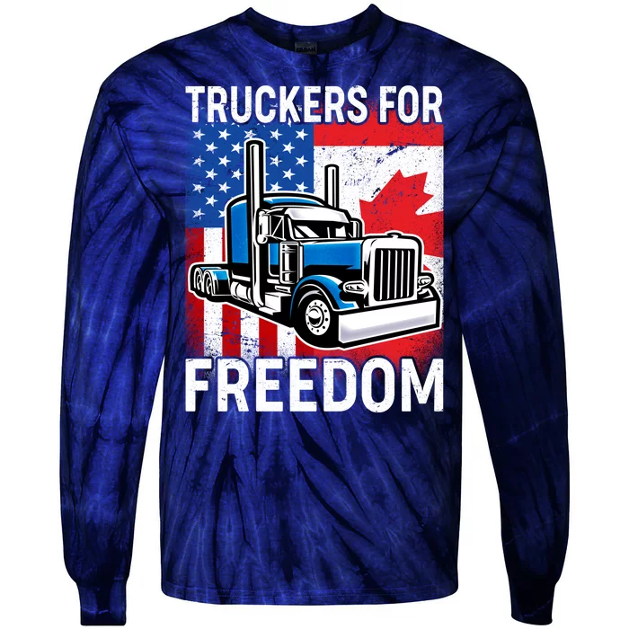 Truckers For Freedom USA Canada Freedom Convoy Tie-Dye Long Sleeve Shirt