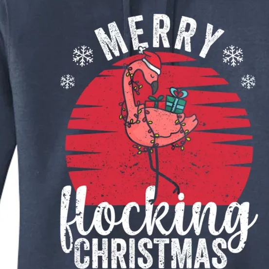 Tropical Florida Flamingo Xmas Pjs Merry Flocking Christmas Great Gift Women's Pullover Hoodie