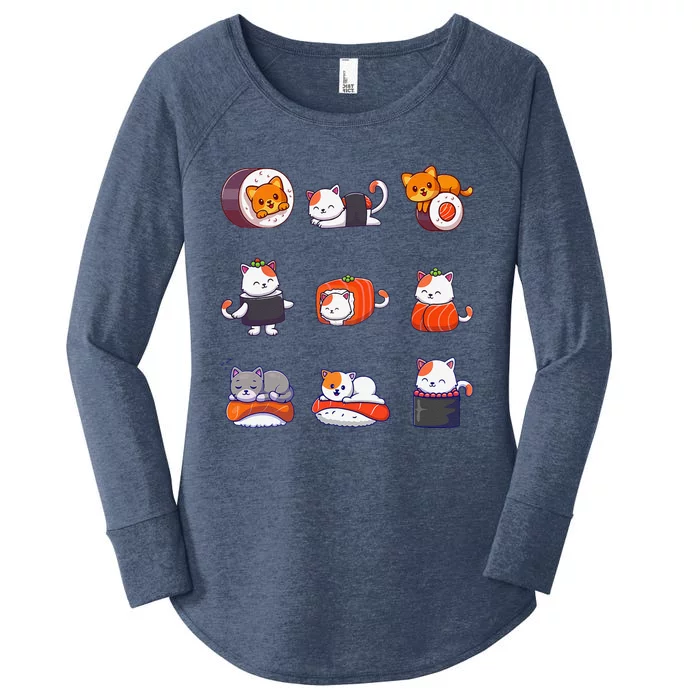 Thanksgiving For Funny Funny Cat Food Sushi Roller Women's Perfect Tri Tunic Long Sleeve Shirt