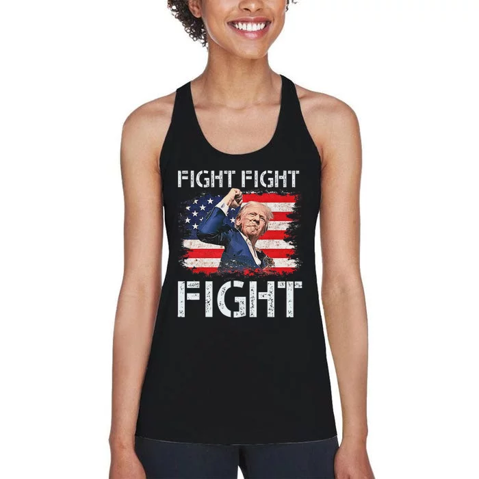 Trump Fight Fight Fight Bold Message Design Women's Racerback Tank