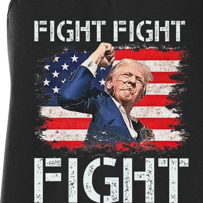 Trump Fight Fight Fight Bold Message Design Women's Racerback Tank