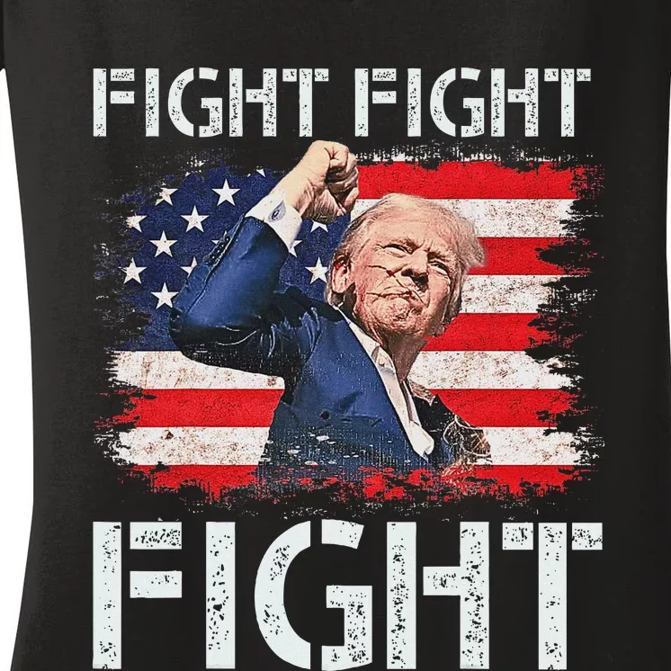 Trump Fight Fight Fight Bold Message Design Women's V-Neck T-Shirt