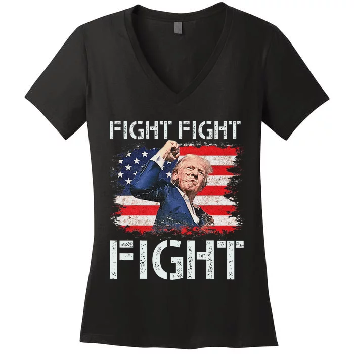 Trump Fight Fight Fight Bold Message Design Women's V-Neck T-Shirt