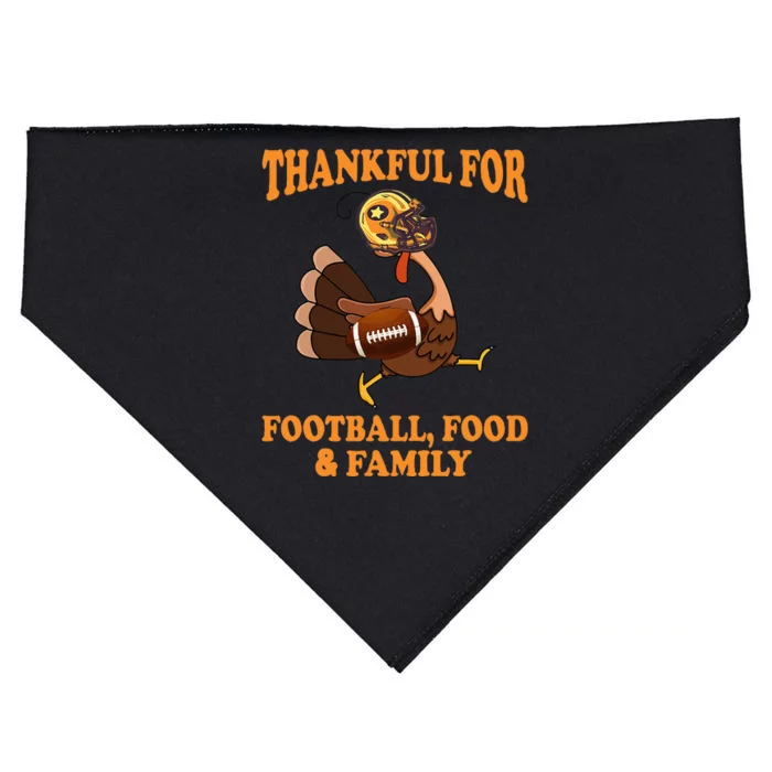 Thankful For Football Food Family Thankful Turkey USA-Made Doggie Bandana