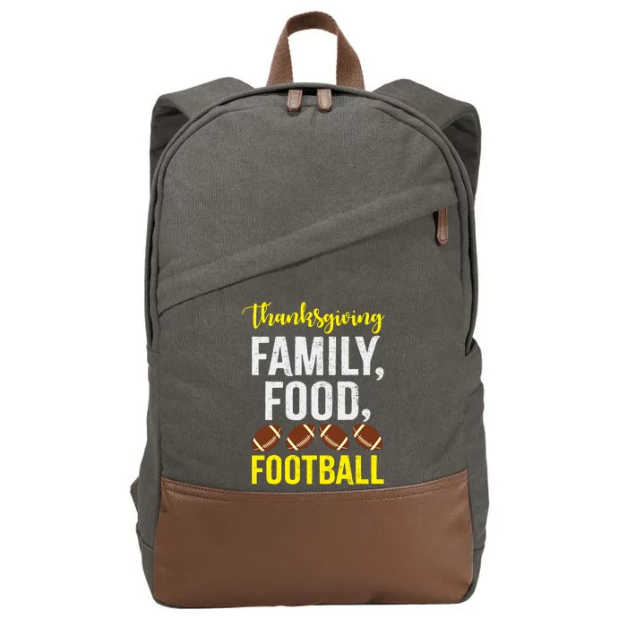 Thanksgiving Family Food Football Cotton Canvas Backpack