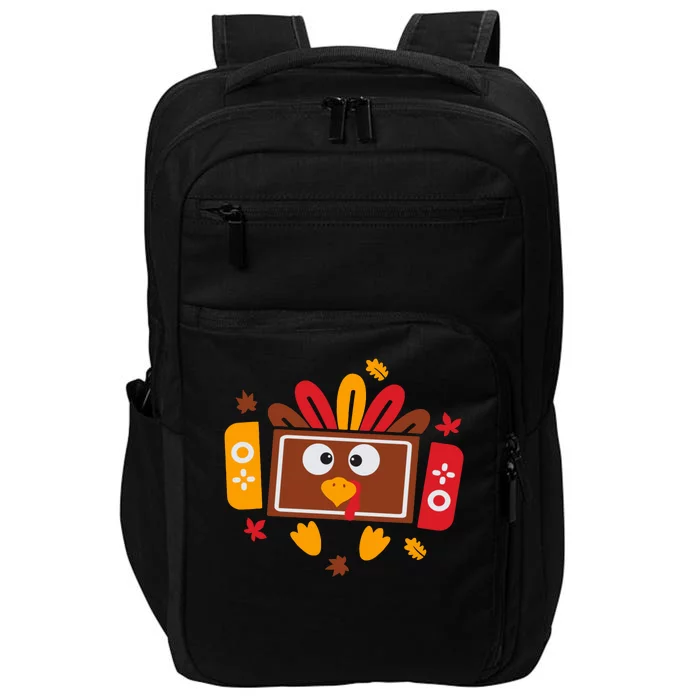 Turkey Face Funny Gaming Gamer Thanksgiving Impact Tech Backpack