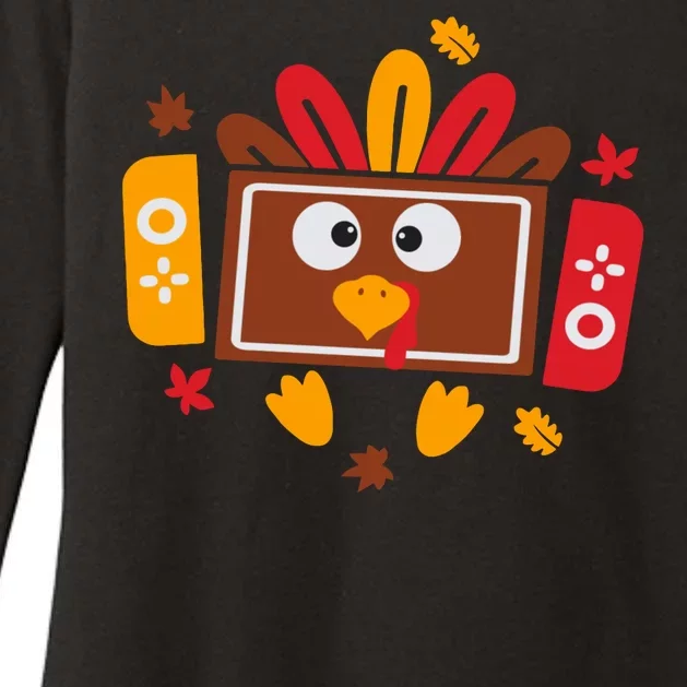 Turkey Face Funny Gaming Gamer Thanksgiving Womens CVC Long Sleeve Shirt