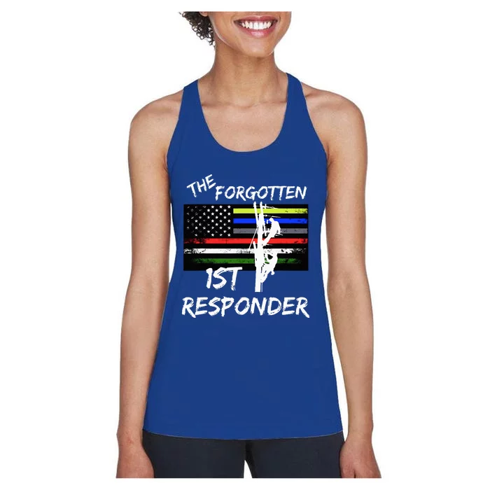 The Forgotten First Responder Tribute To Electrical Lineman Women's Racerback Tank