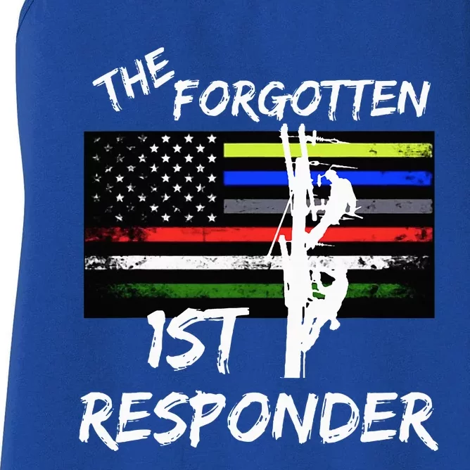 The Forgotten First Responder Tribute To Electrical Lineman Women's Racerback Tank