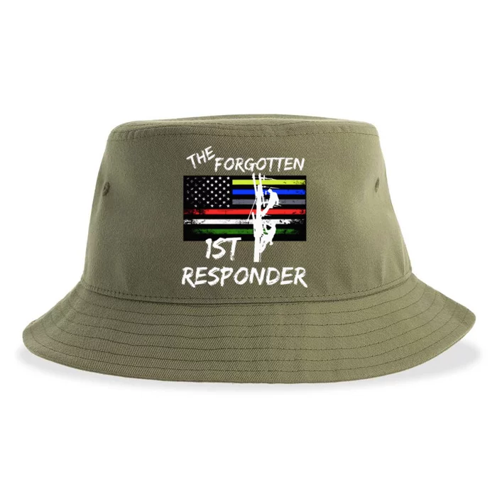 The Forgotten First Responder Tribute To Electrical Lineman Sustainable Bucket Hat