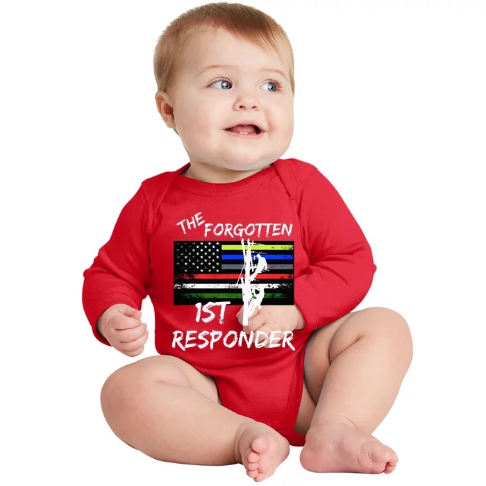 The Forgotten First Responder Tribute To Electrical Lineman Baby Long Sleeve Bodysuit