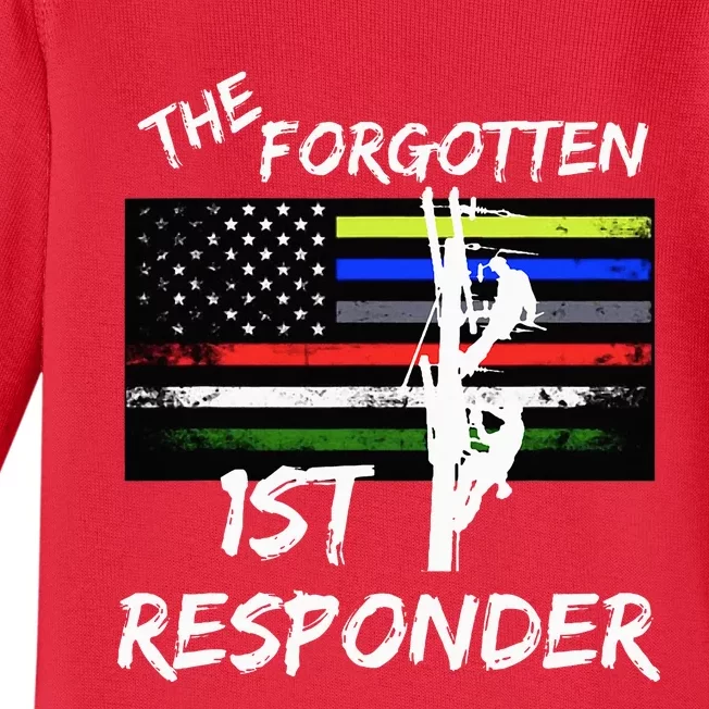 The Forgotten First Responder Tribute To Electrical Lineman Baby Long Sleeve Bodysuit