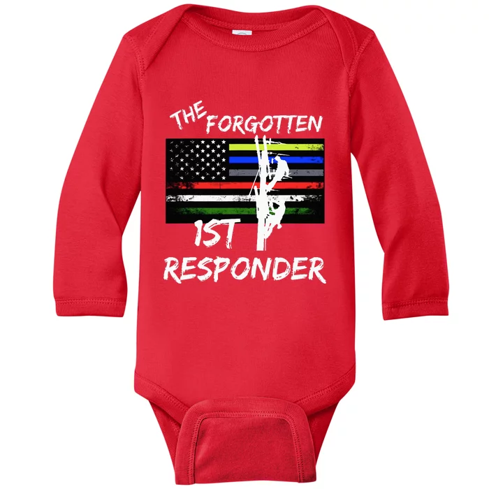 The Forgotten First Responder Tribute To Electrical Lineman Baby Long Sleeve Bodysuit