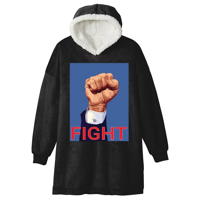 Trump Fist Fight Fight Fight Hooded Wearable Blanket