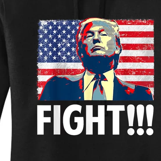 Trump Fight Fighter Supporter Voters American Flag Women's Pullover Hoodie