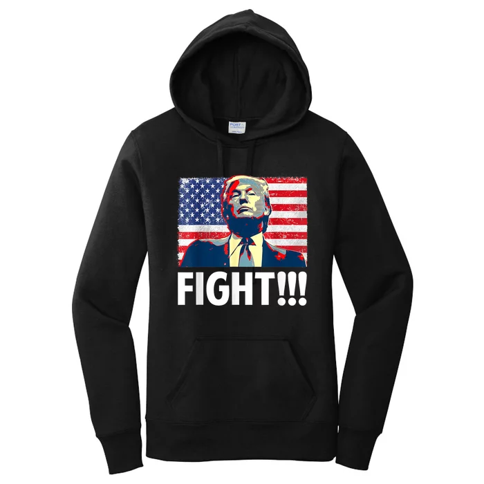 Trump Fight Fighter Supporter Voters American Flag Women's Pullover Hoodie