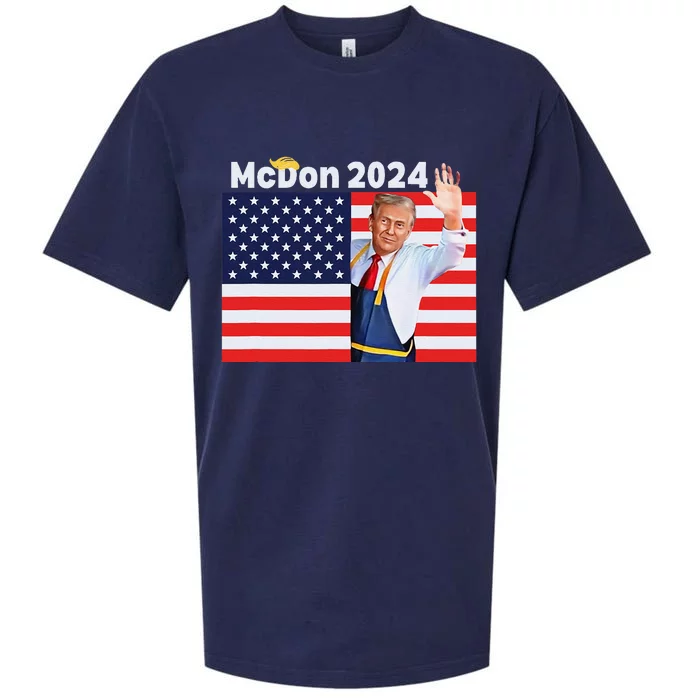 Trump French Fries Mcdon 2024 American Flag Maga Sueded Cloud Jersey T-Shirt