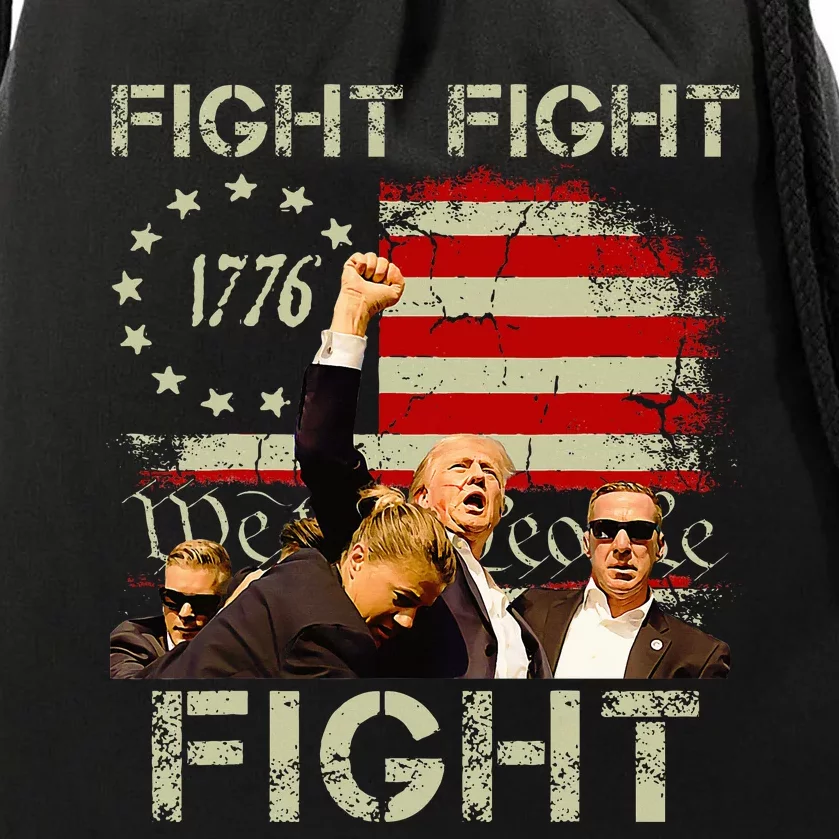 Trump Fight Fight Fight Trump Signals To Americans To Fight Drawstring Bag