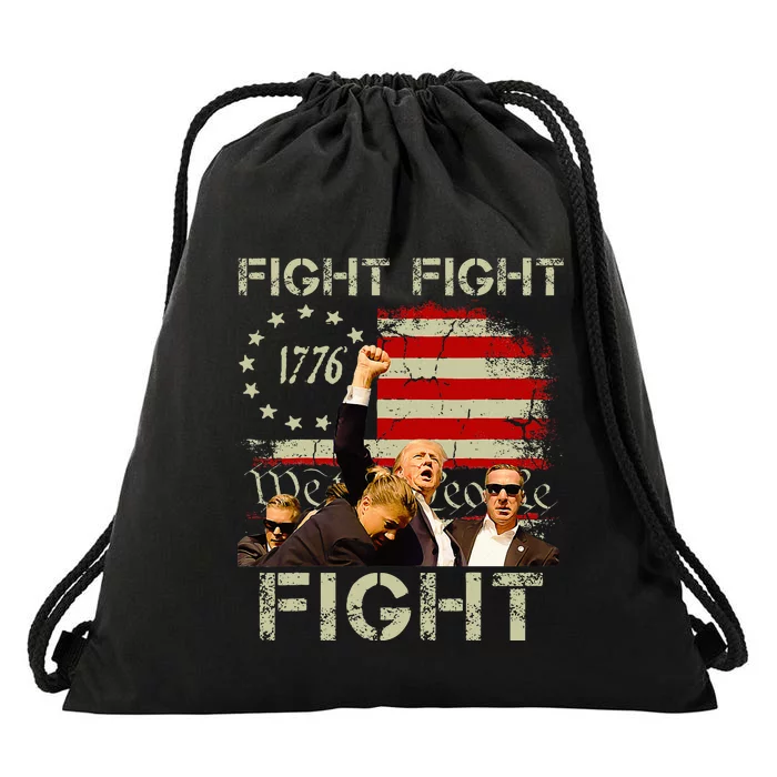 Trump Fight Fight Fight Trump Signals To Americans To Fight Drawstring Bag