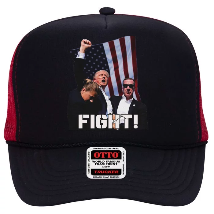 Trump Fighting For Supporters And Americans High Crown Mesh Trucker Hat