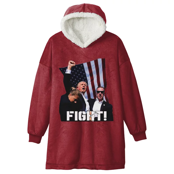 Trump Fighting For Supporters And Americans Hooded Wearable Blanket