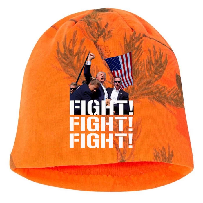 Trump Fight Fight Fight Trump Defiant Trump Shot Fist Pump Kati - Camo Knit Beanie