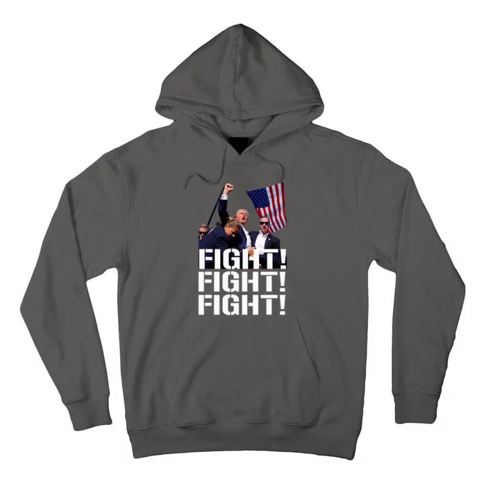 Trump Fight Fight Fight Trump Defiant Trump Shot Fist Pump Tall Hoodie