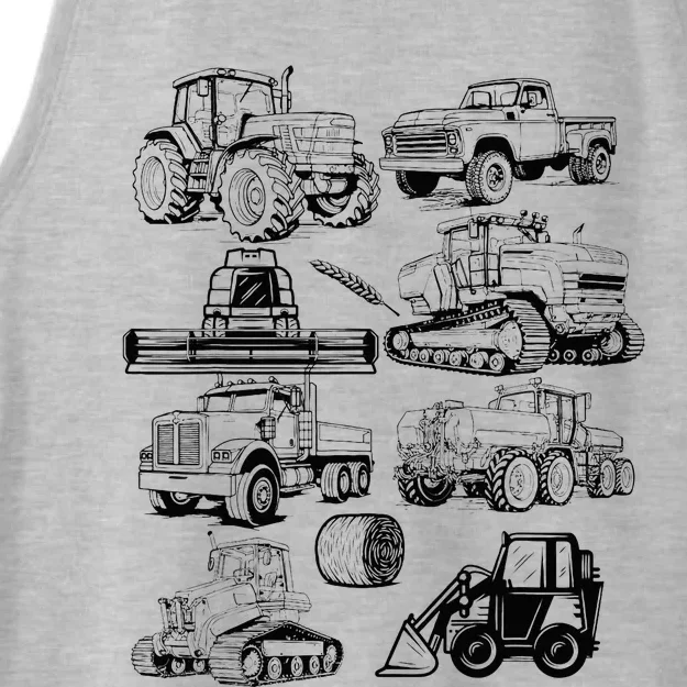 Tractor Farmer Farming Farm Trucks Ladies Tri-Blend Wicking Tank