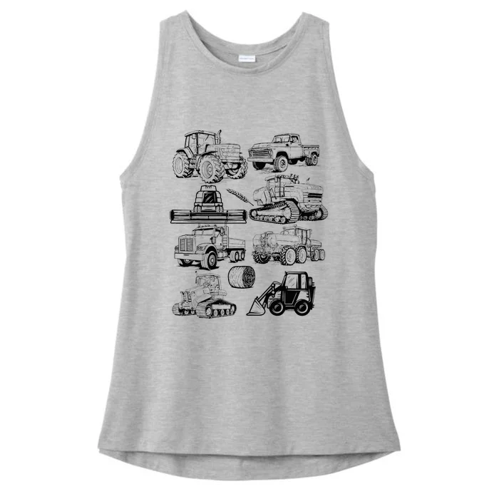 Tractor Farmer Farming Farm Trucks Ladies Tri-Blend Wicking Tank