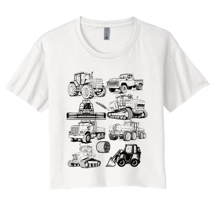 Tractor Farmer Farming Farm Trucks Women's Crop Top Tee