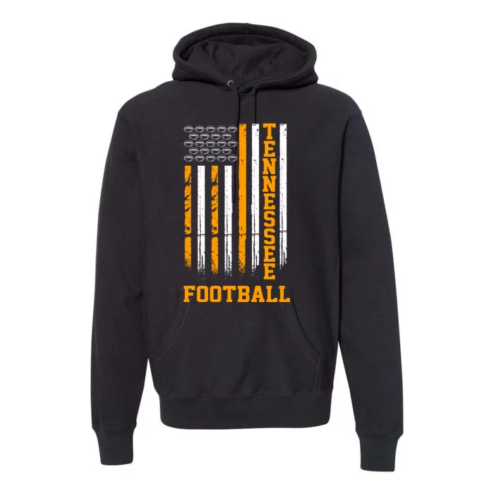 Tennessee Football Fan American Flag Premium Hoodie