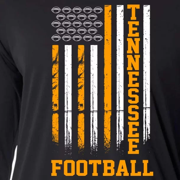 Tennessee Football Fan American Flag Cooling Performance Long Sleeve Crew