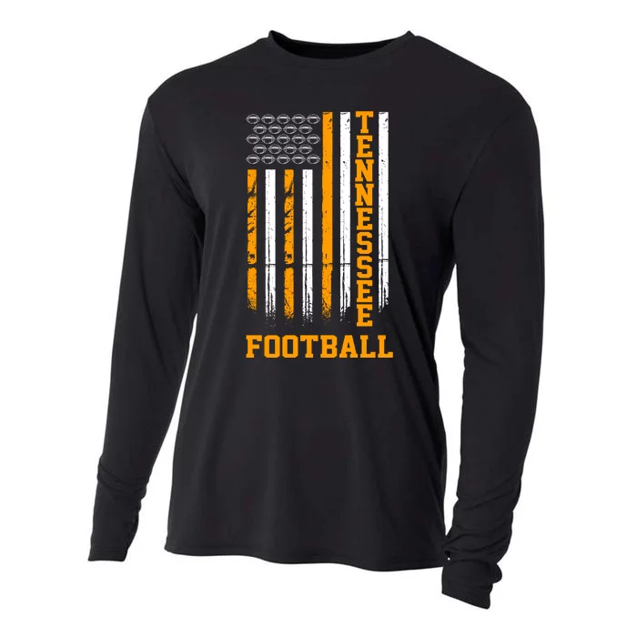 Tennessee Football Fan American Flag Cooling Performance Long Sleeve Crew