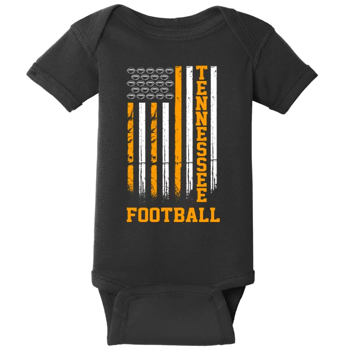 Tennessee Football Fan American Flag Baby Bodysuit